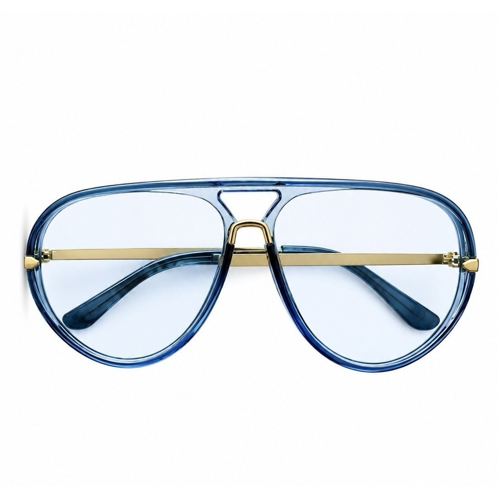 Women's Vintage Style Blue Aviator Sunglasses Gold Metal Frame Retro 70s UV400